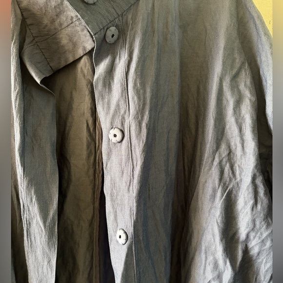 Eileen Fisher Jacket Organic Denim Cotton Metallic Thread Coat Size XL Oversized - Picture 6 of 13